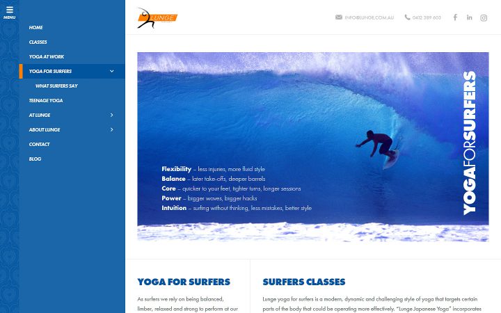 Website Redesign – Lunge Yoga for Surfers