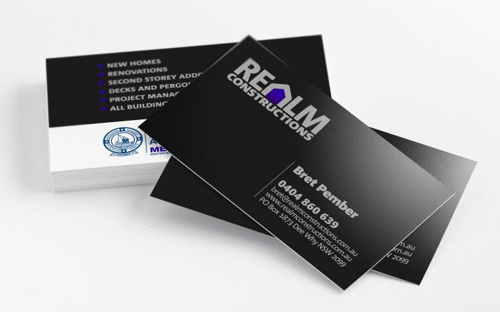 Print Design – Realm Constructions Business Cards