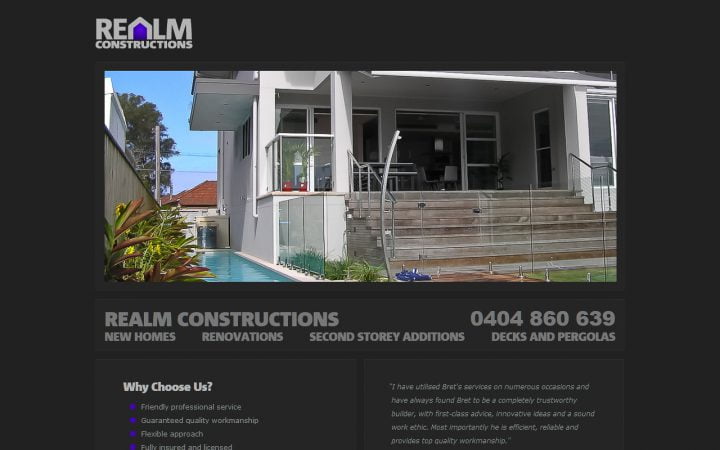 New Website Design – Realm Constructions